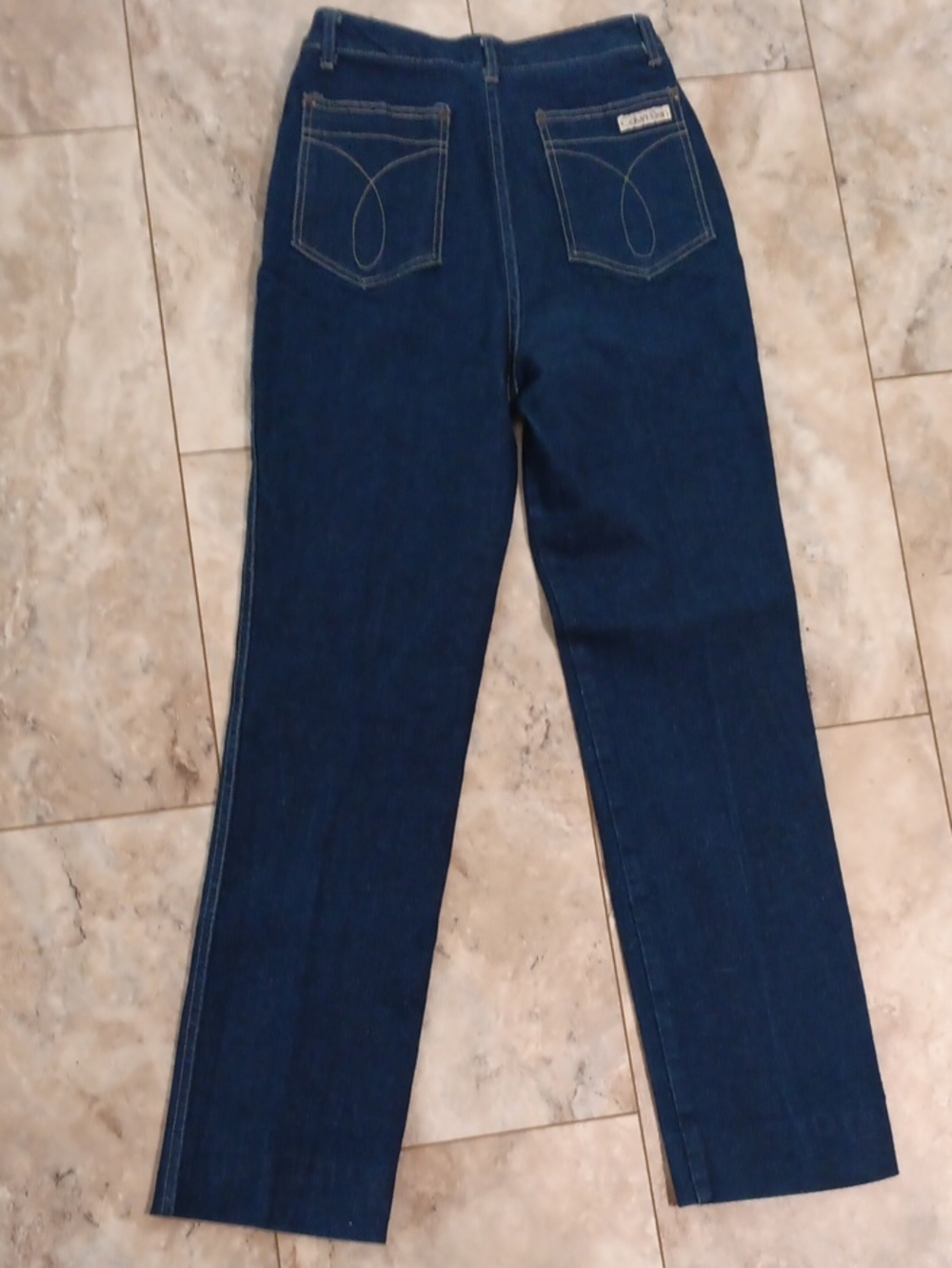 Vtg Calvin Klein Dark Blue Denim Jeans - Back Pocket Logo - Picture 3 of 12